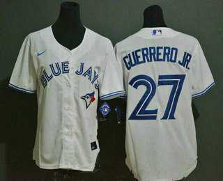 Women%27s Toronto Blue Jays #27 Vladimir Guerrero Jr. white stitched MLB cool base Nike jersey